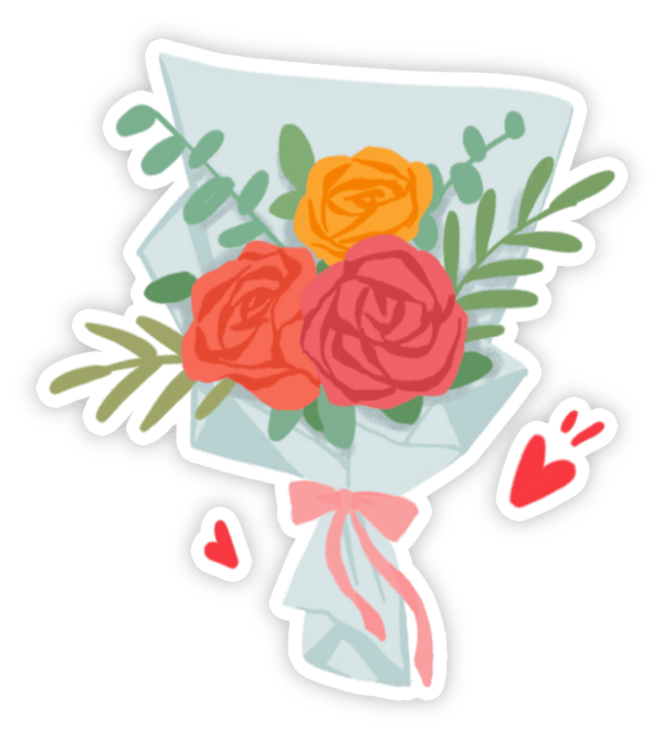 Sticker bó hoa phong cách vintage cổ điển