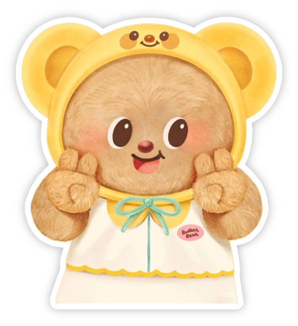 sticker Butterbear cute ngộ nghĩnh