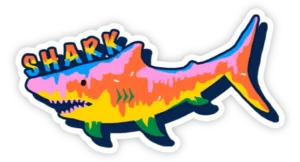 Sticker cá mập màu sắc
