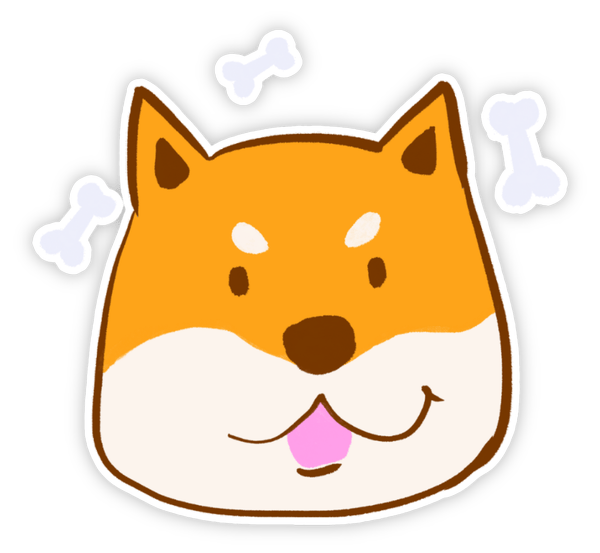 ảnh sticker chó shiba đang ăn 