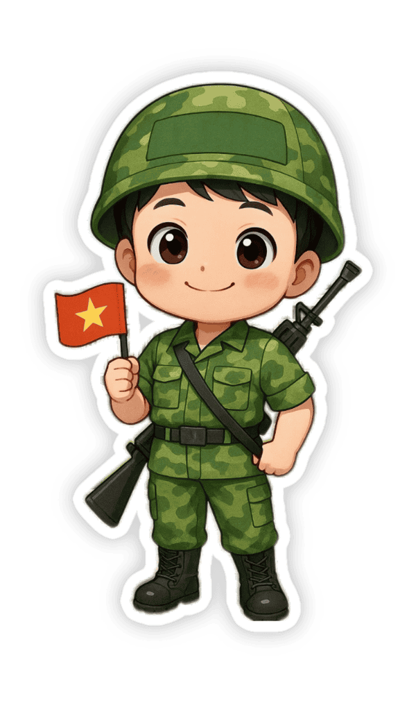 Sticker chú bộ đội đội mũ tai bèo