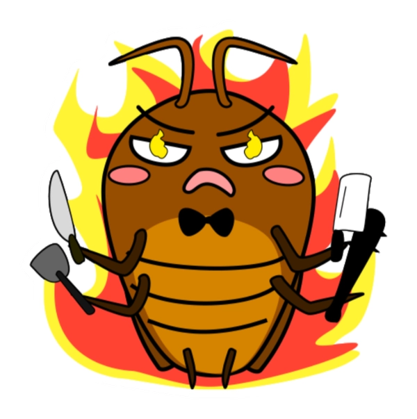 Sticker con gián cầm dao