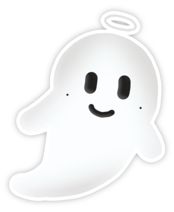 Sticker con ma trắng