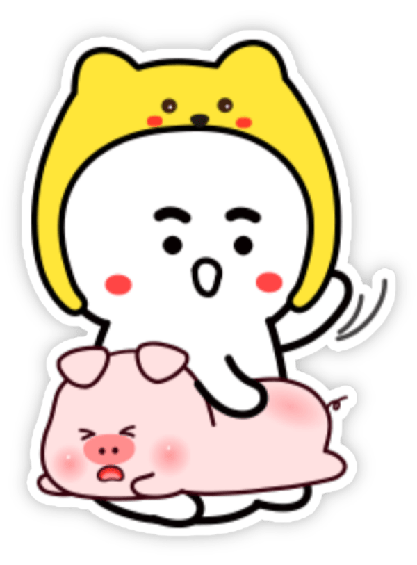 sticker hành động đánh mông cute 