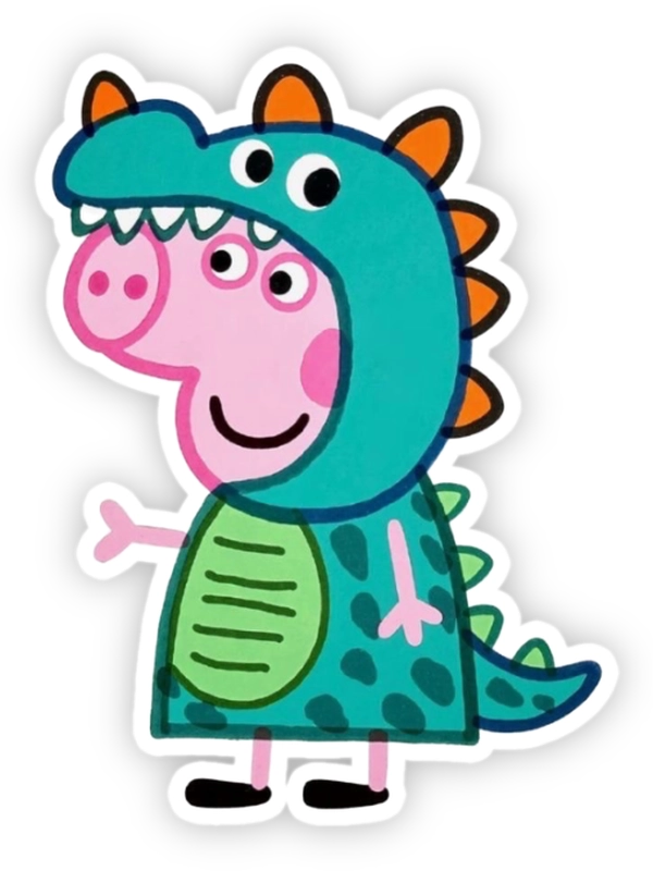 Sticker heo peppa khủng long