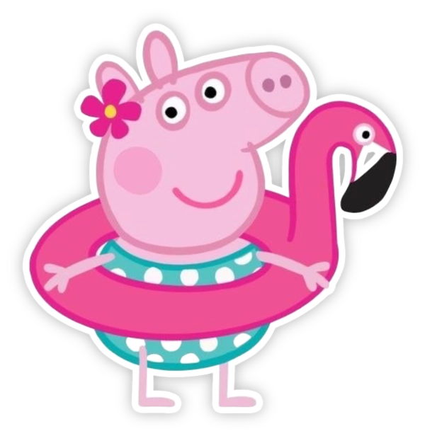 Sticker heo peppa đi bơi