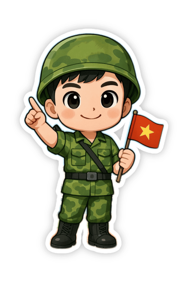 Sticker hoạt hình chú bộ đội ngộ nghĩnh