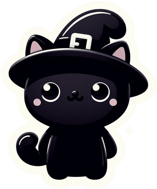 Sticker mèo đen cartoon