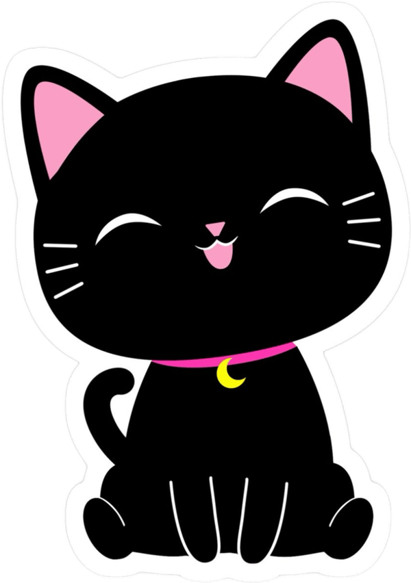 Sticker mèo đen chibi