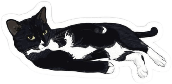 Sticker mèo đen cười tít mắt