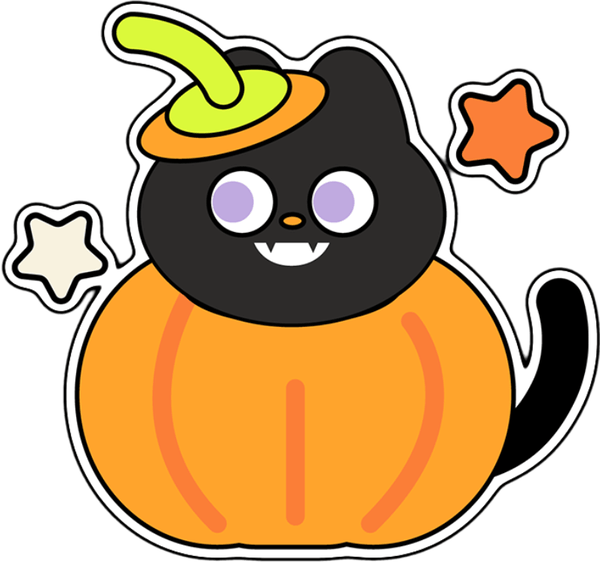 Sticker mèo đen đội mũ dễ thương