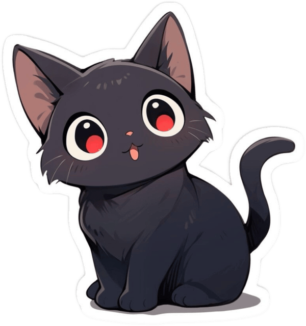 Sticker mèo đen hoạt hình