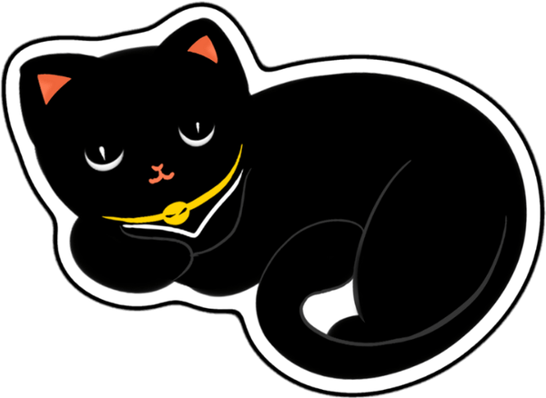 Sticker mèo đen lười biếng