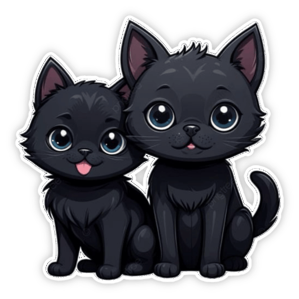 Sticker mèo đen phong cách anime