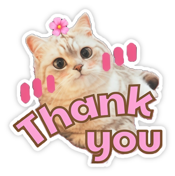 Sticker mèo méo meo cám ơn