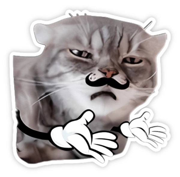 Sticker mèo méo meo hề
