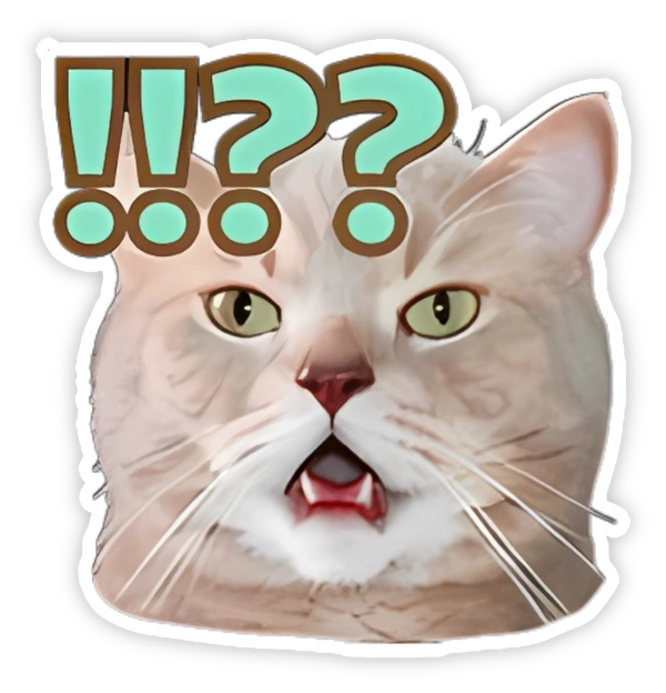 Sticker mèo méo meo hỏi chấm