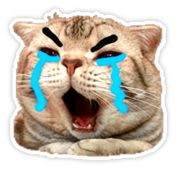 Sticker mèo méo meo khóc nhè