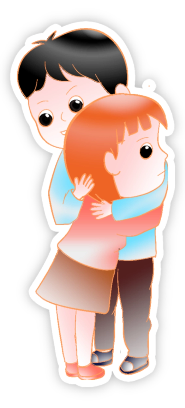 sticker ôm người yêu chibi
