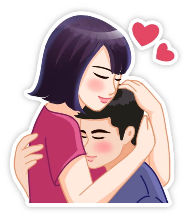 sticker ôm cute hoạt hình