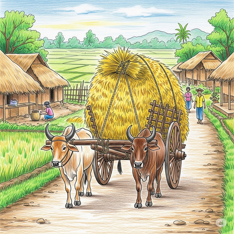 Tranh mùa thu hoạch quê hương