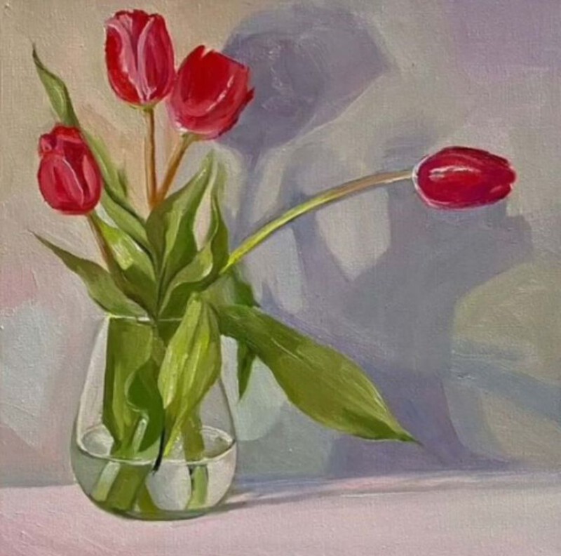 Tranh tĩnh vật hoa tulip đẹp mắt, sắc nét