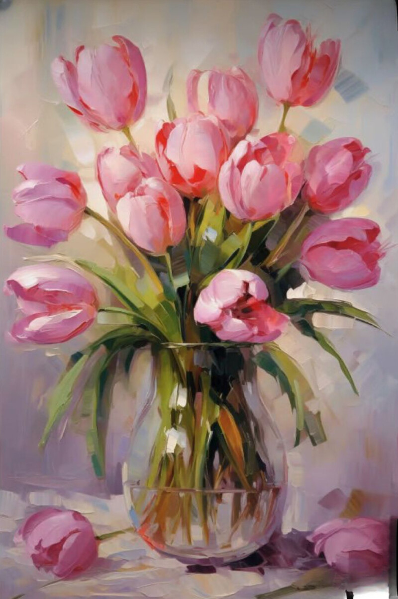 Tranh tĩnh vật hoa tulip nghệ thuật
