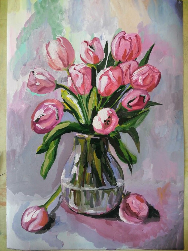 Tranh tĩnh vật hoa tulip sắc nét
