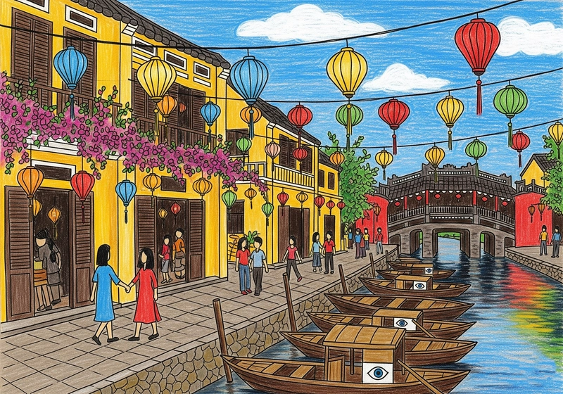 Tranh vẽ Phố cổ Hội An đẹp(1)