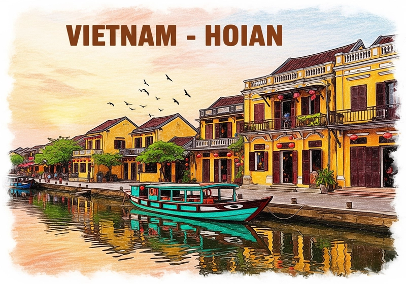 Tranh vẽ Phố cổ Hội An siêu đẹp