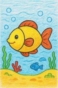 Tranh vẽ con cá đơn giản cho bé