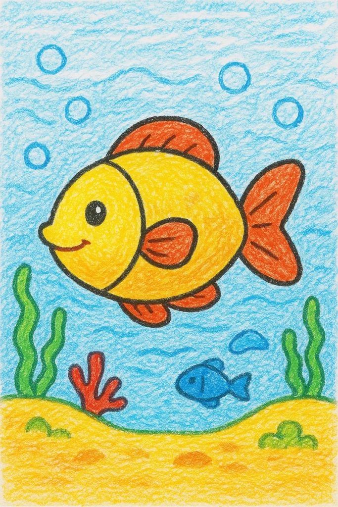 Tranh vẽ con cá đơn giản cho bé