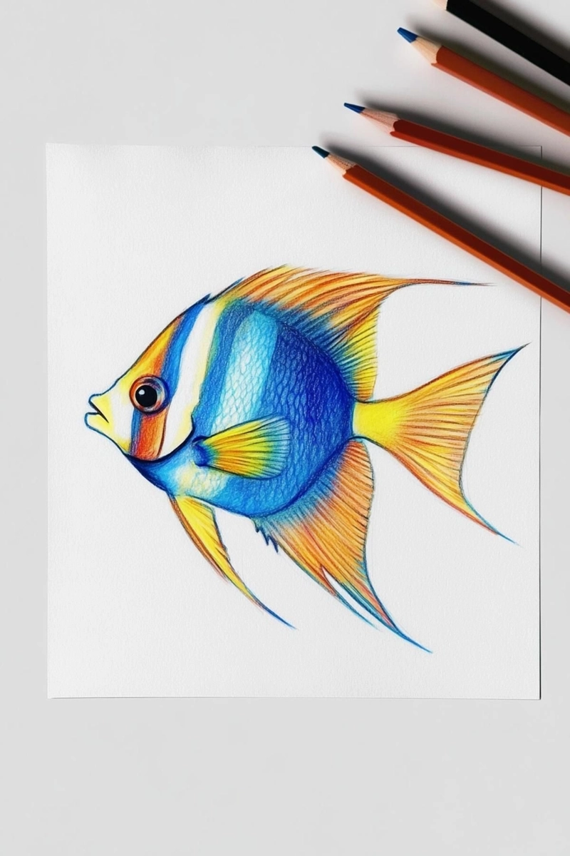 Tranh vẽ con cá dưới biển