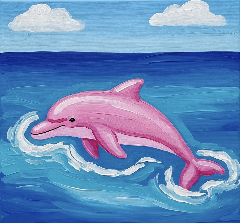 Tranh vẽ con cá heo màu acrylic