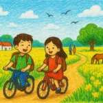 Tranh vẽ con đường đến trường