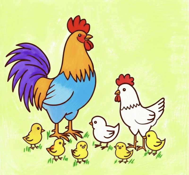 Tranh vẽ con gà cho trẻ con