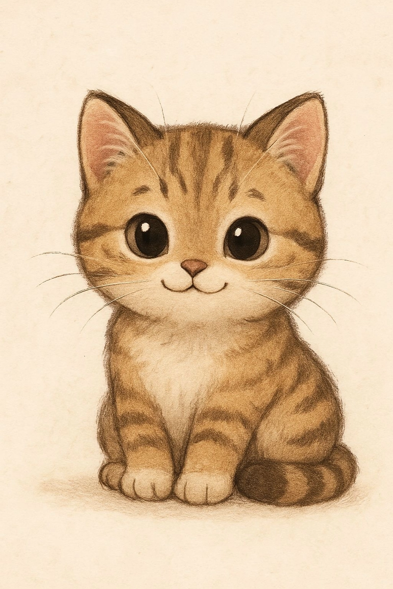 Tranh vẽ con mèo cute