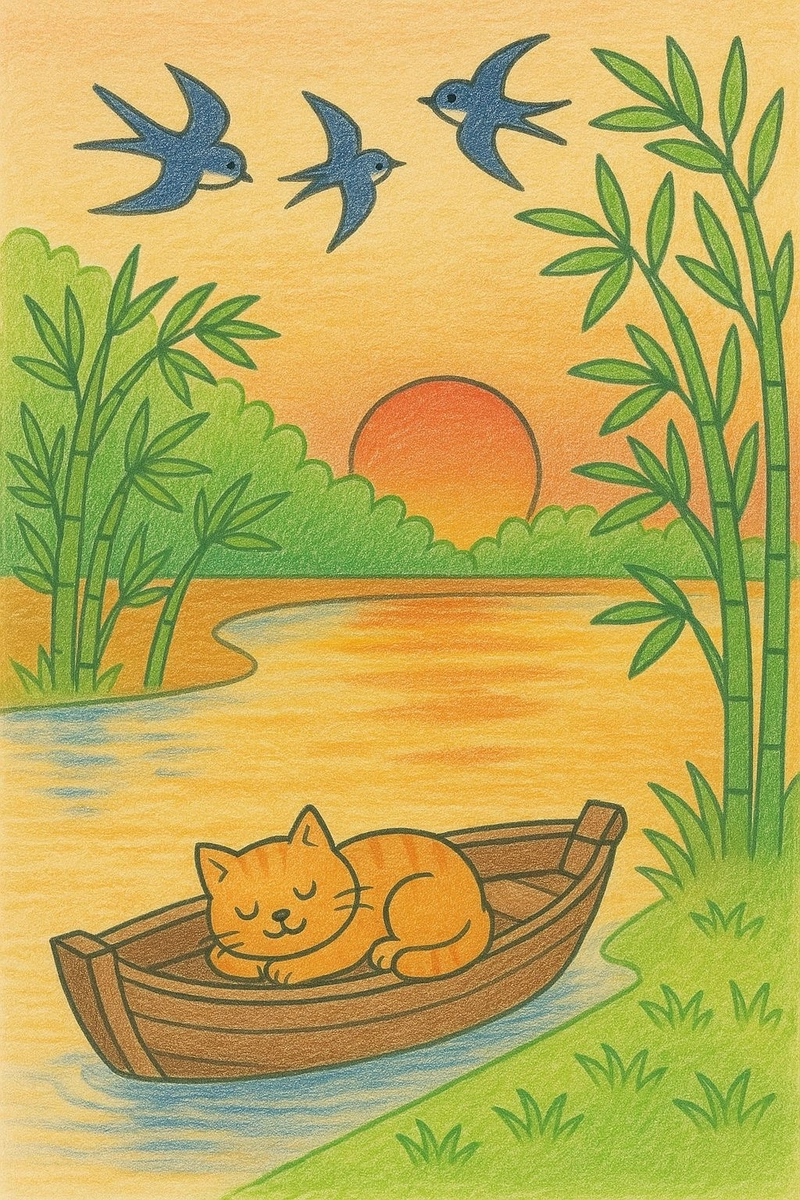 Tranh vẽ con mèo ở quê