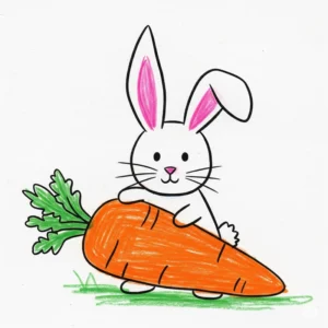 Tranh vẽ con thỏ trắng ôm cà rốt