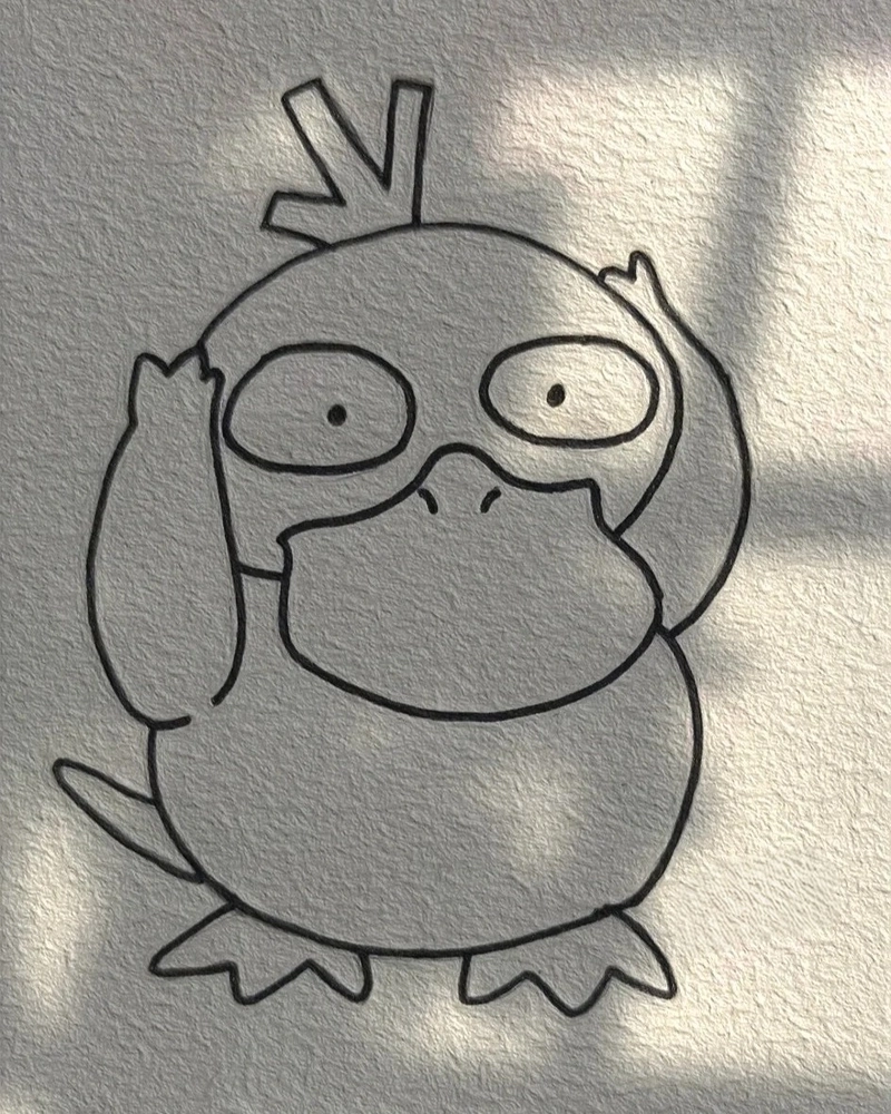 Tranh vẽ con vịt bối rối ôm đầu nét đơn giản