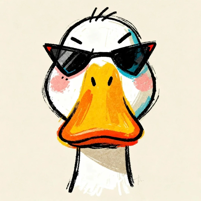 Tranh vẽ con vịt đeo kính đen cực ngầu và chất