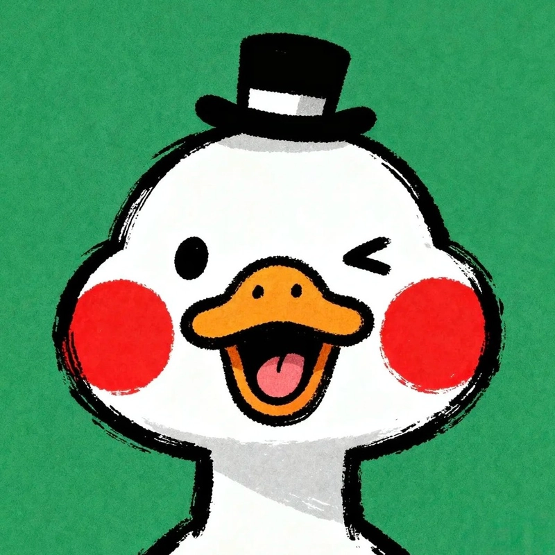 Tranh vẽ con vịt đội mũ đen thắt nơ đỏ đẹp