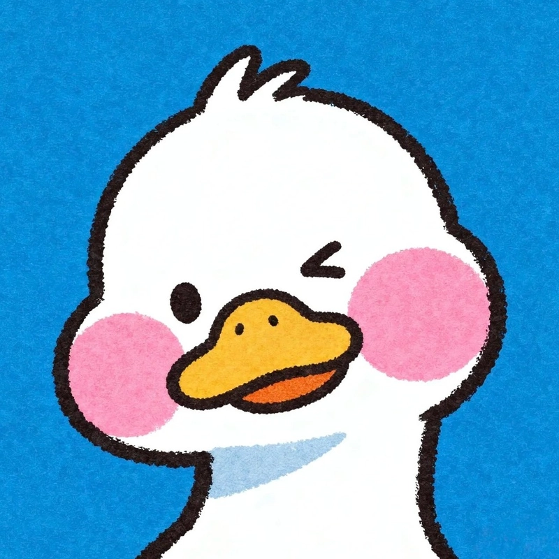 Tranh vẽ con vịt trắng má hồng nháy mắt đáng yêu