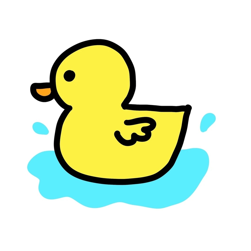 Tranh vẽ con vịt vàng bơi lội đơn giản dễ thương