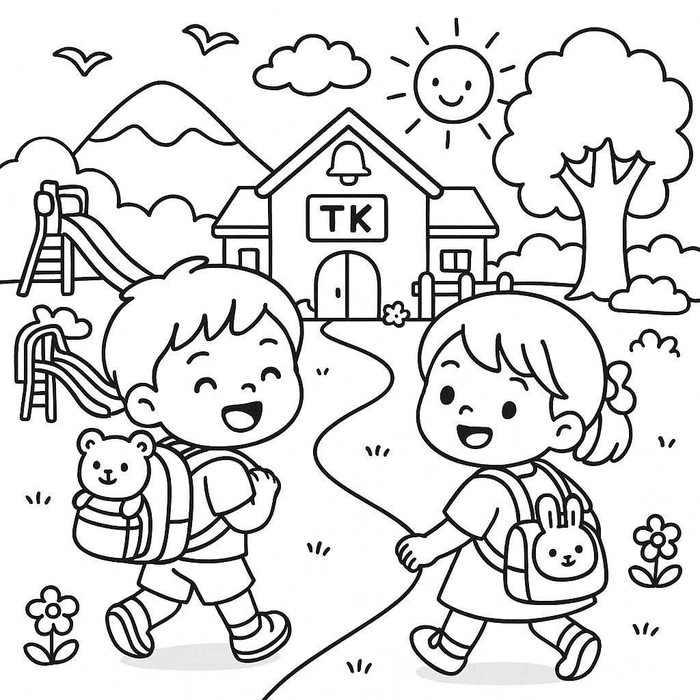 Tranh vẽ đường em đến trường sinh động