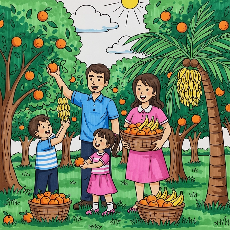 Vẽ cảnh gặt lúa quê nhà