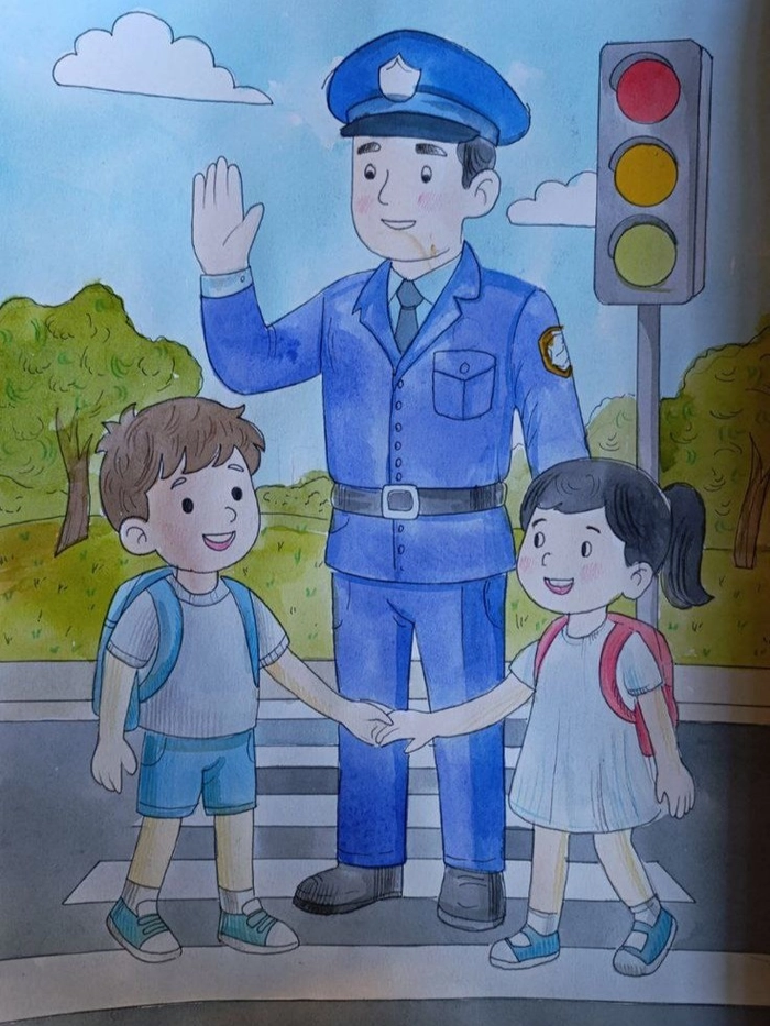 Vẽ đường em đến trường giản dị đẹp