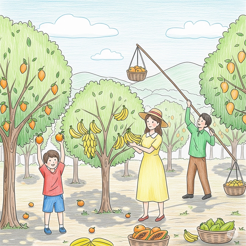 Vẽ thu hoạch vụ mùa đồng quê