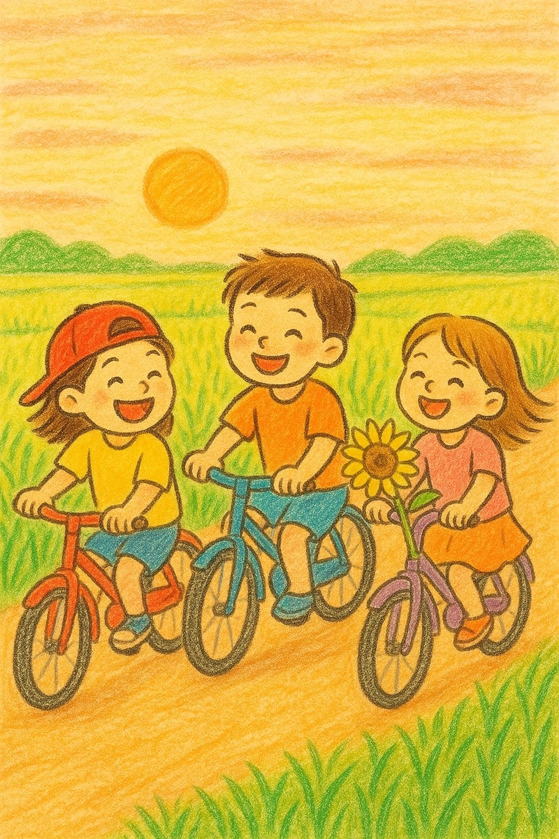 Vẽ tranh các bạn đi xe đạp