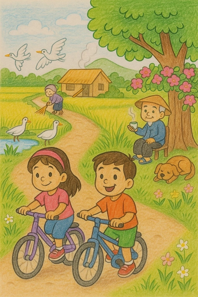 Vẽ tranh đề tài cuộc sống quanh em dễ thương